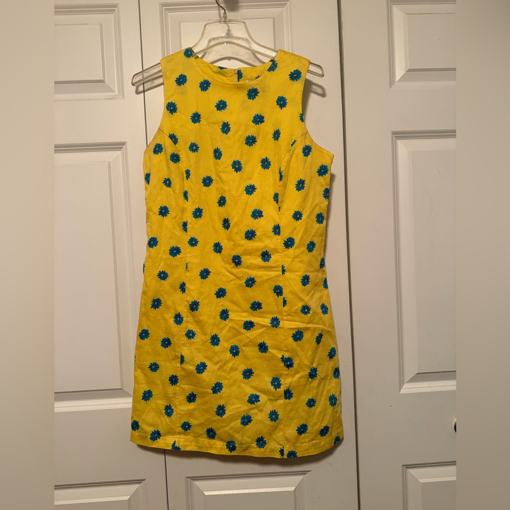 Yellow Dress with Blue Flowers